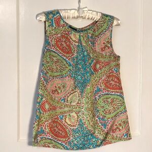 Talbots Brightly Multicolor Sleeveless Blouse pleated at neckline Size 6
